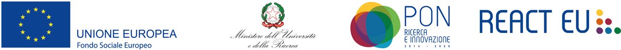 Logghi: Unione Europea (Fondo Sociale Europeo) - Ministero dell'Università e della Ricerca - PON Ricerca e innovazione - React EU class=